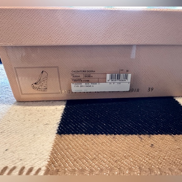 Authentic Prada patent leather striped cork platform sandal wedge size 39. - Picture 6 of 7